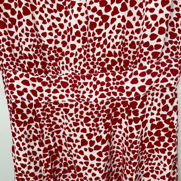Rue Stiic Laguna Mini Dress Red White Heart Print Size M V-neck Valentines - Picture 10 of 13